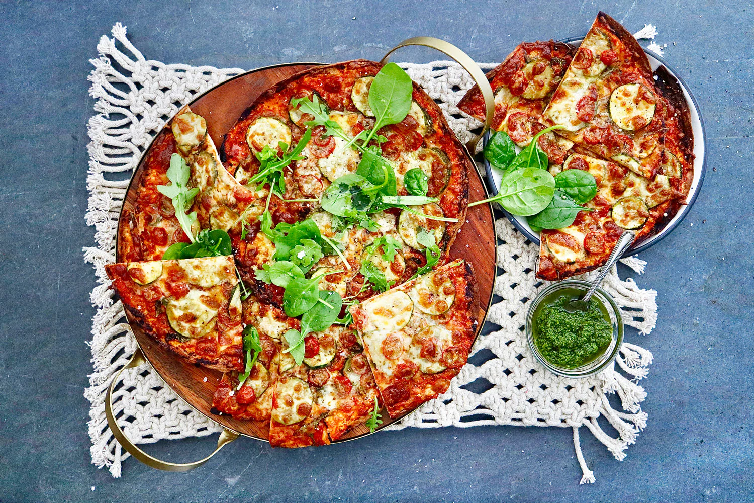 Zucchini Tomato Ricotta and Pesto Pizzas - Image 2